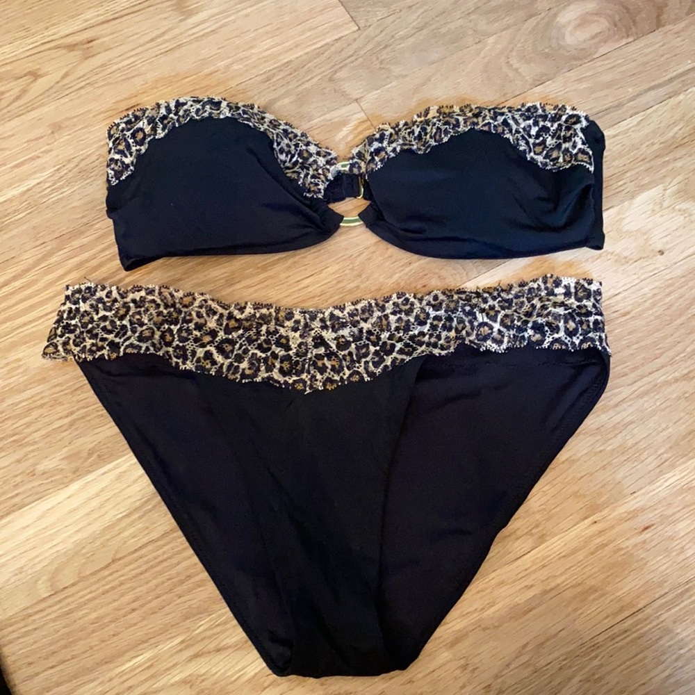 Victoria’s Secret pink Lepard and black bikini